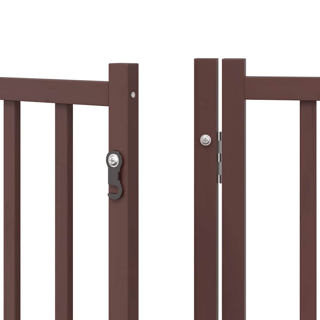 Dog Gate with Door Foldable 6 Panels Brown 480 cm Poplar Wood