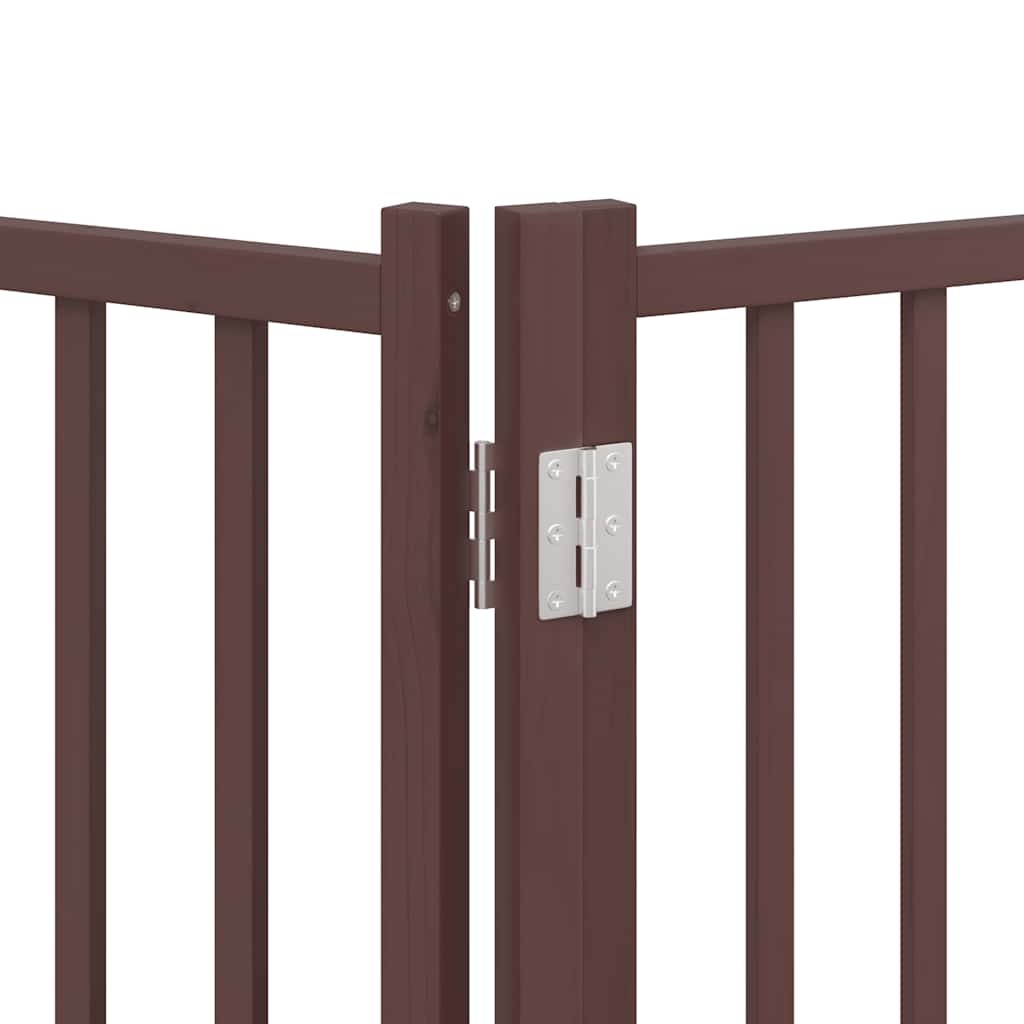 Dog Gate with Door Foldable 8 Panels Brown 640 cm Poplar Wood