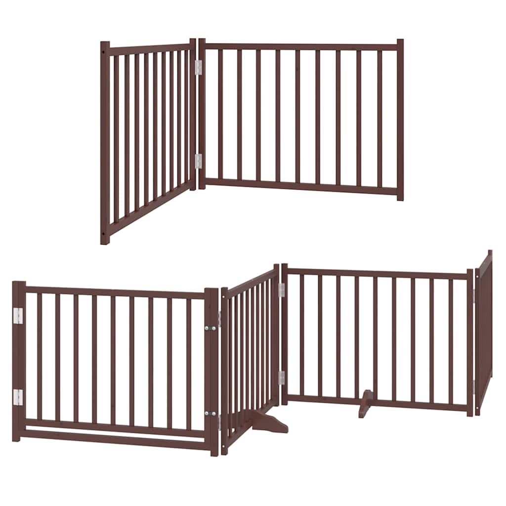 Dog Gate with Door Foldable 10 Panels Brown 800 cm Poplar Wood