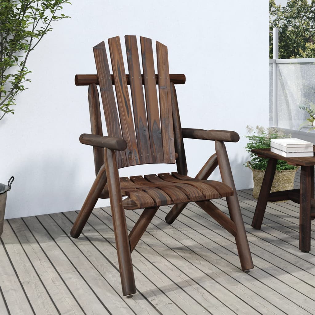 Garden Chair | Burned wood look | Solid Spruce Wood | Standard | Durable