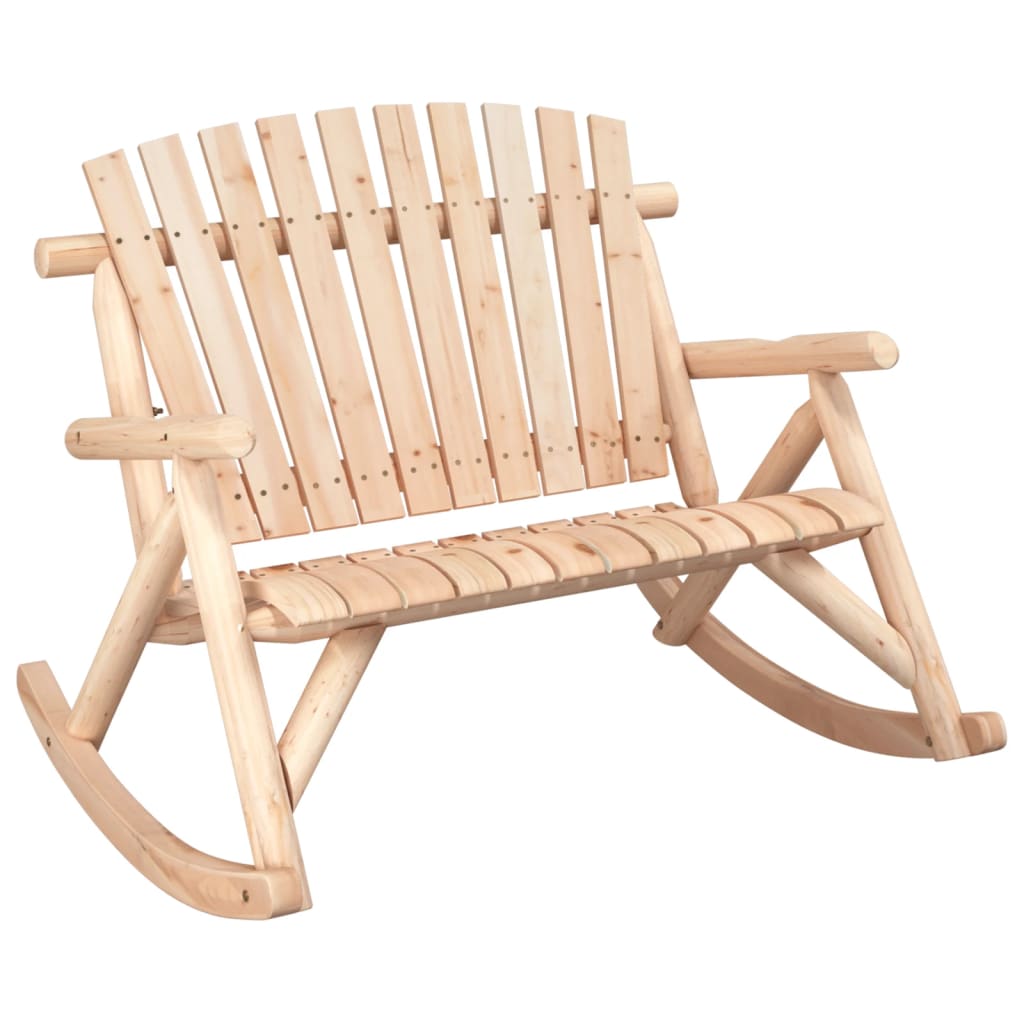 Garden Rocking Bench | Natural | Solid spruce wood | 123x96x102 cm