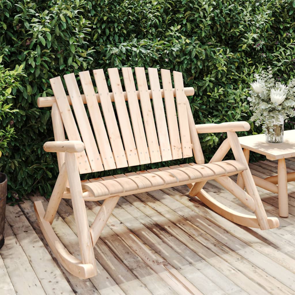 Garden Rocking Bench | Natural | Solid spruce wood | 123x96x102 cm