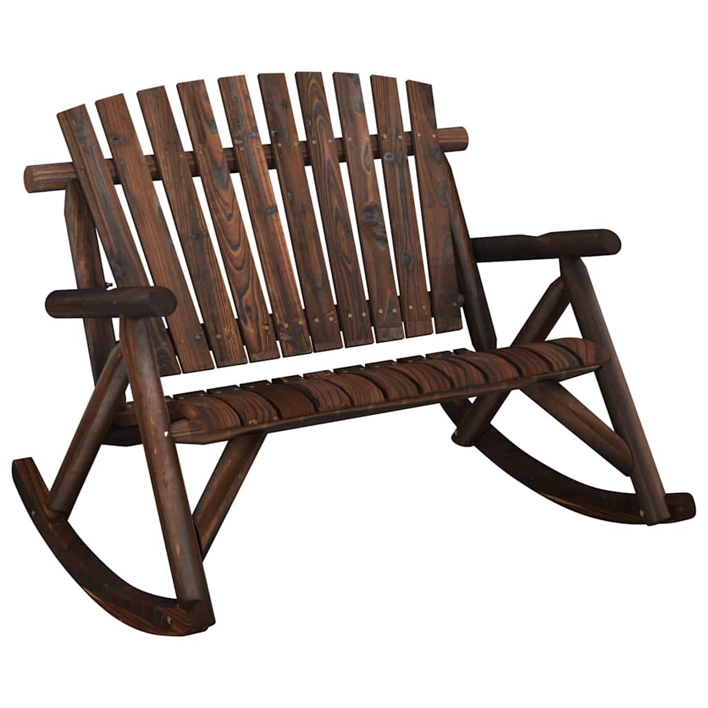 Garden Rocking Bench | Burned look | Solid spruce wood | 2-Seater