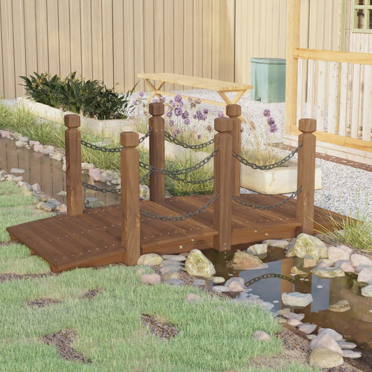 vidaXL Garden Bridge with Chain Railings 150x67x56cm Solid Wood Spruce