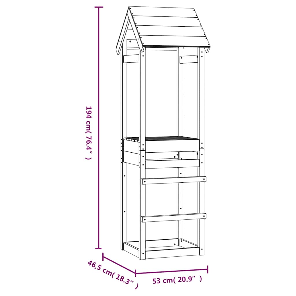 vidaXL Play Tower 53x46.5x194 cm Solid Wood Douglas