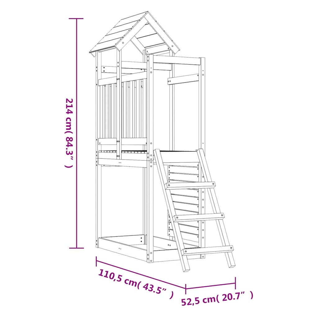 vidaXL Outdoor Playset 52.5x110.5x214 cm Solid Wood Pine