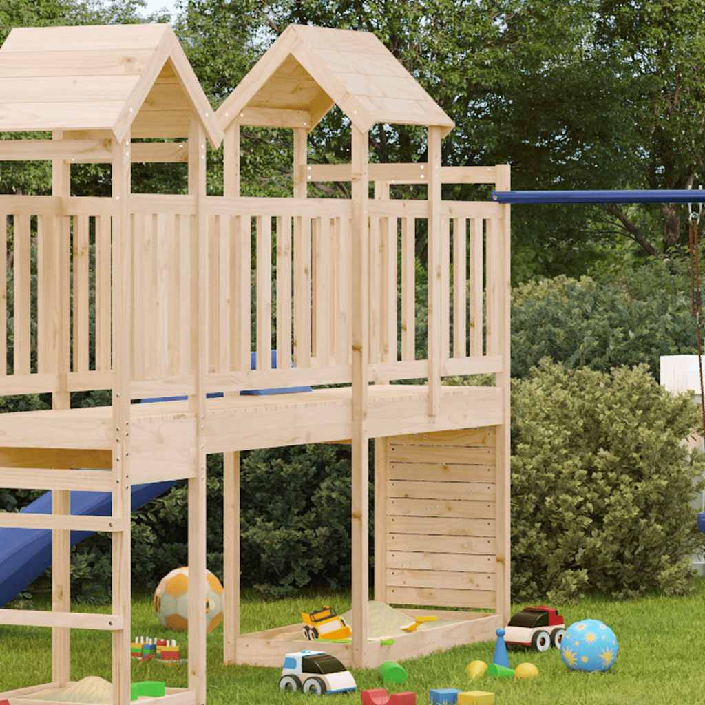 vidaXL Play Tower with Rockwall 53x110.5x214 cm Solid Wood Pine