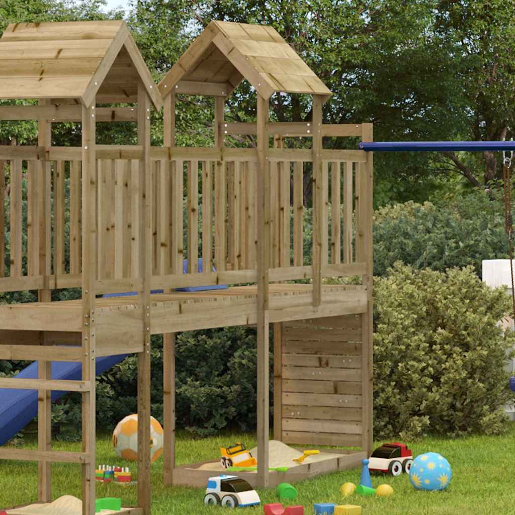 vidaXL Play Tower with Rockwall 53x110.5x214 cm Impregnated Wood Pine