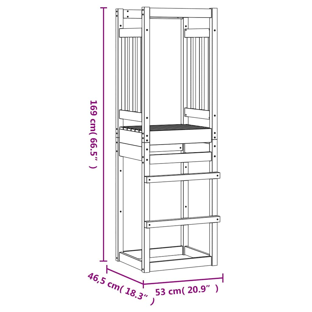 vidaXL Play Tower 53x46.5x169 cm Solid Wood Pine