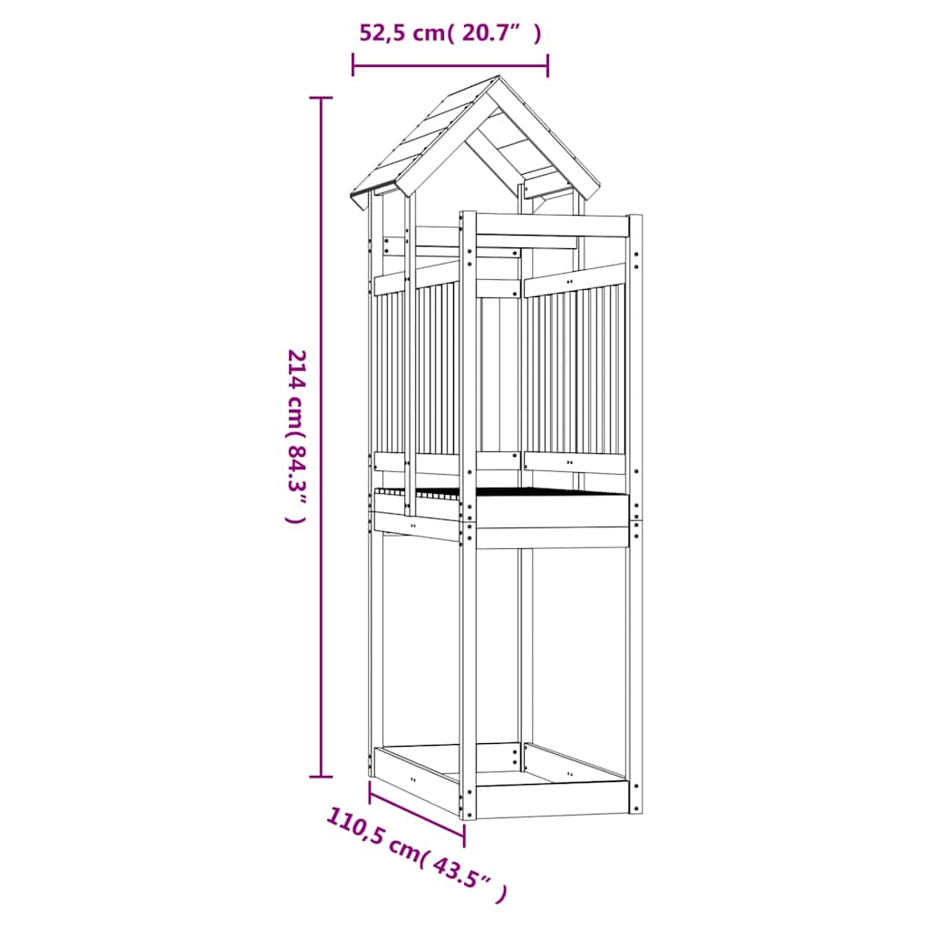 vidaXL Play Tower 52.5x110.5x214 cm Solid Wood Pine