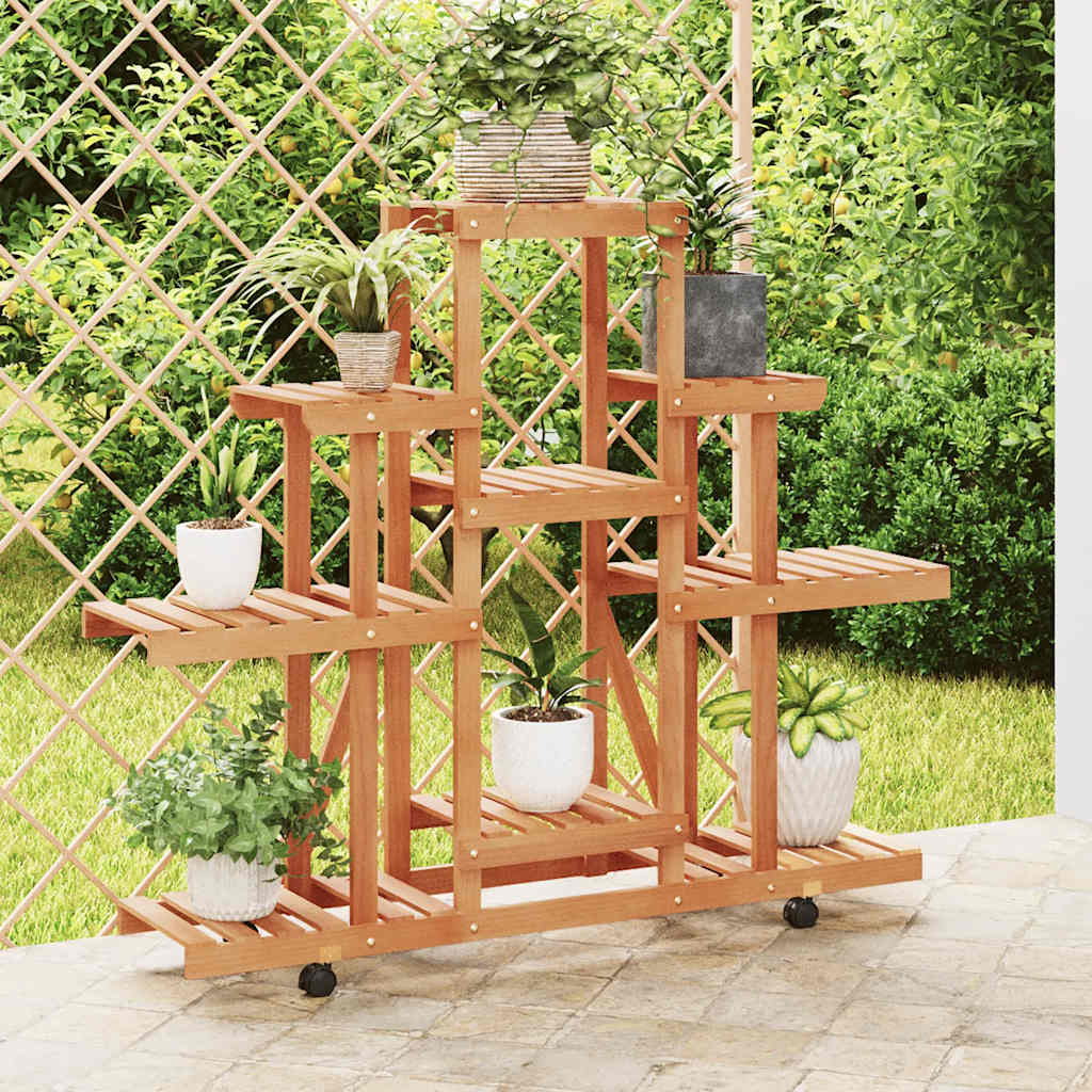 Flower Stand with Wheels 110x25x101 cm Solid Wood Fir