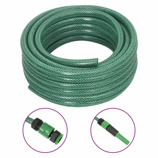 vidaXL Garden Hose with Fitting Set Green 0.5" 30 m PVC