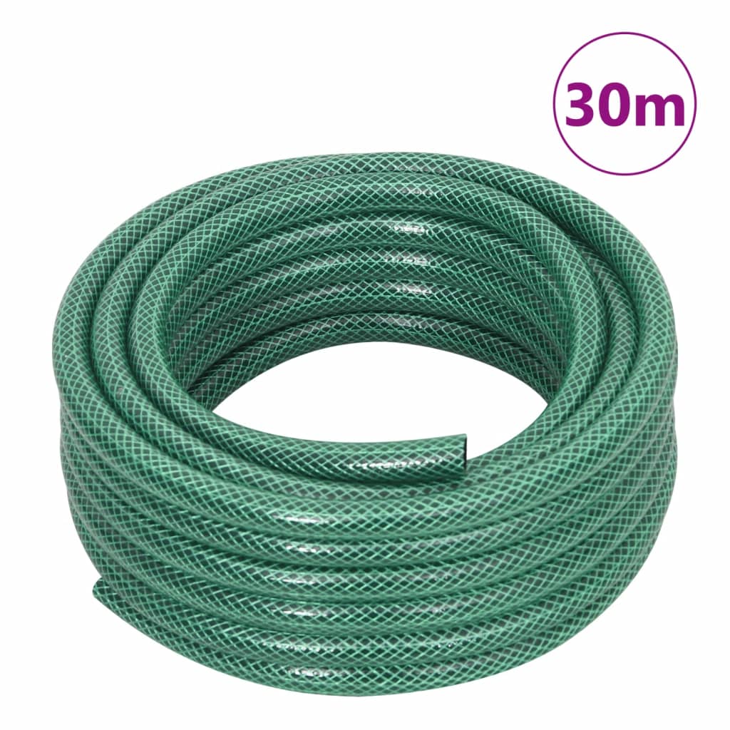 vidaXL Garden Hose with Fitting Set Green 0.5" 30 m PVC