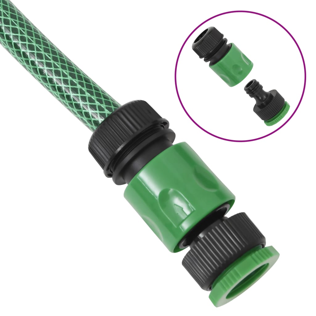 vidaXL Garden Hose with Fitting Set Green 0.5" 30 m PVC