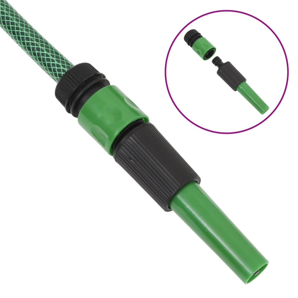 vidaXL Garden Hose with Fitting Set Green 0.5" 30 m PVC