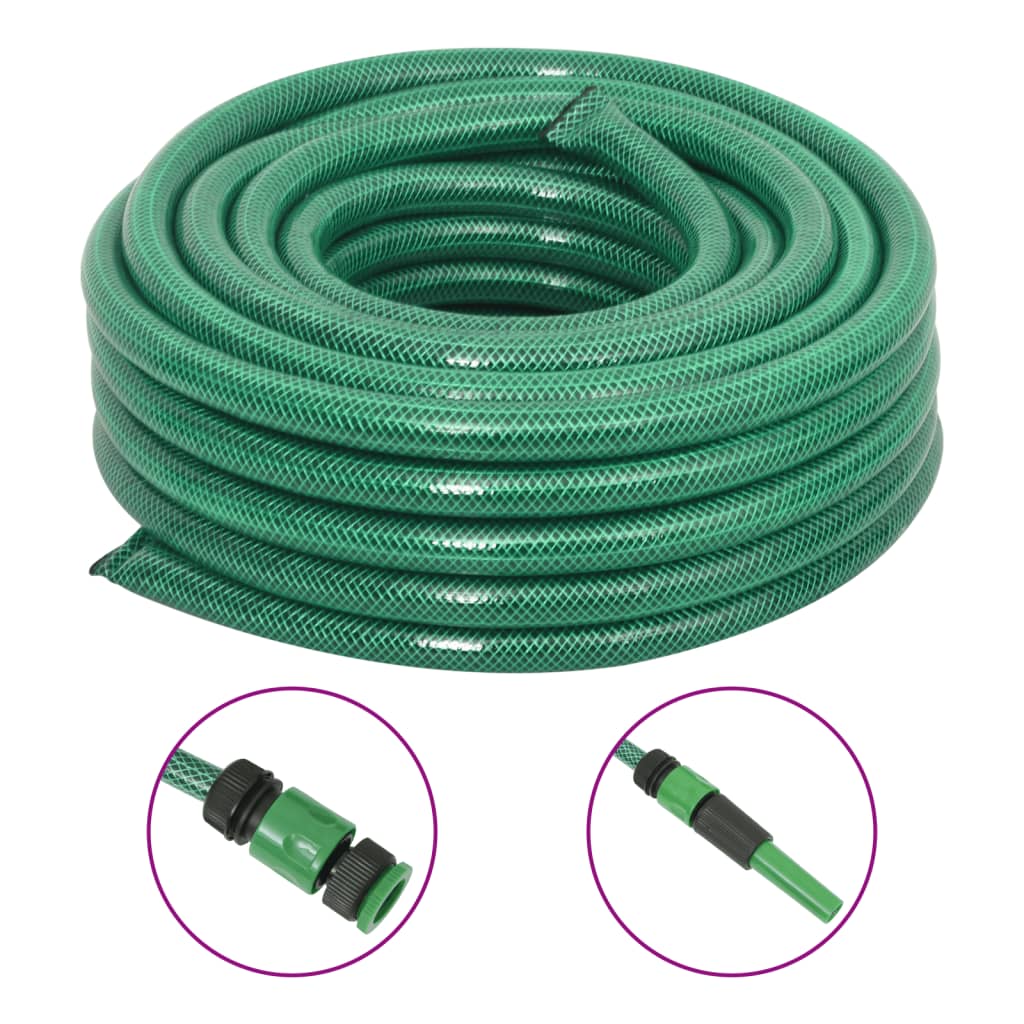 Garden Hose with Fitting Set Green 0,75" 10 m PVC