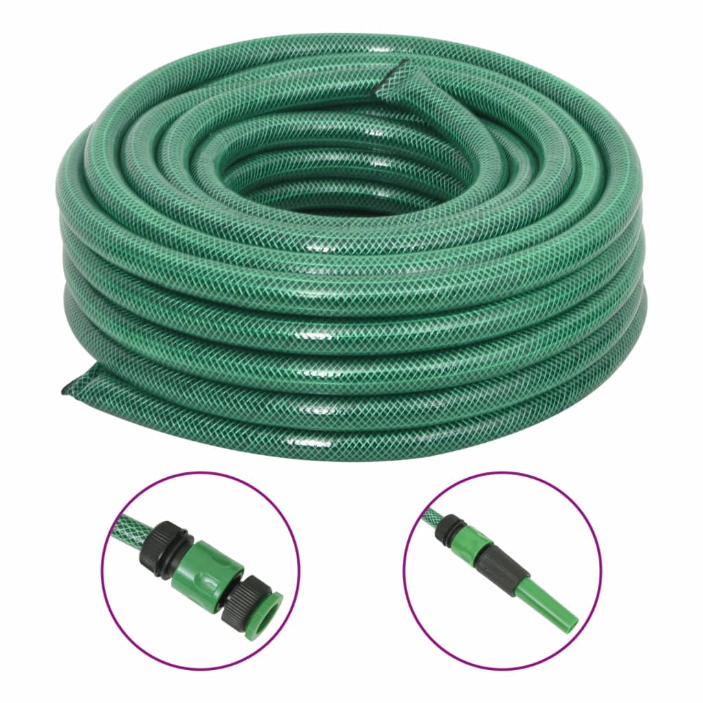 Garden Hose with Fitting Set Green 0,75" 30 m PVC