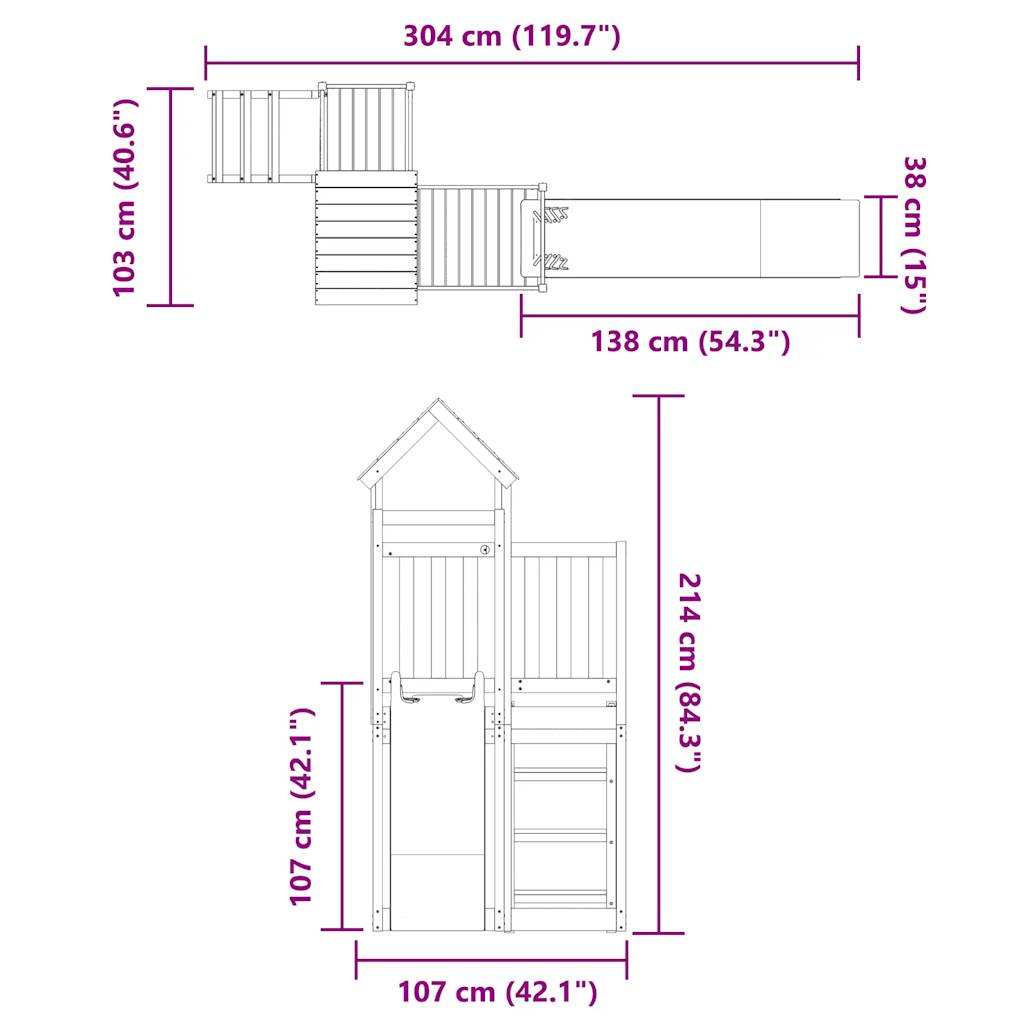 vidaXL Outdoor Playset Solid Wood Pine