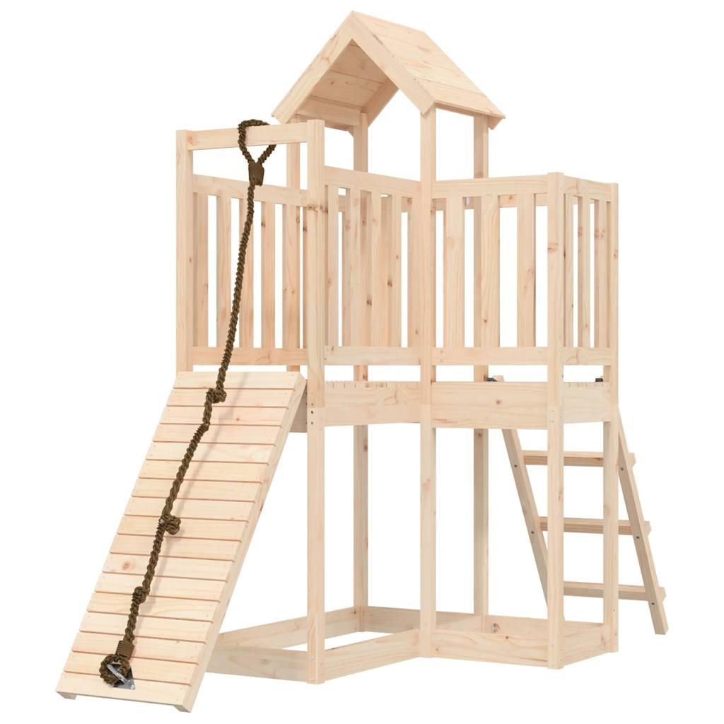 vidaXL Playhouse with Climbing Wall Solid Wood Pine