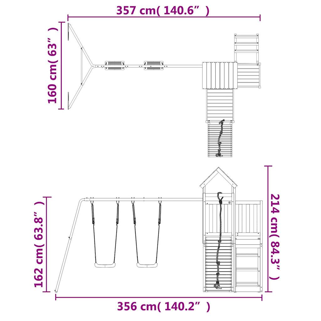 vidaXL Outdoor Playset  Impregnated Wood Pine