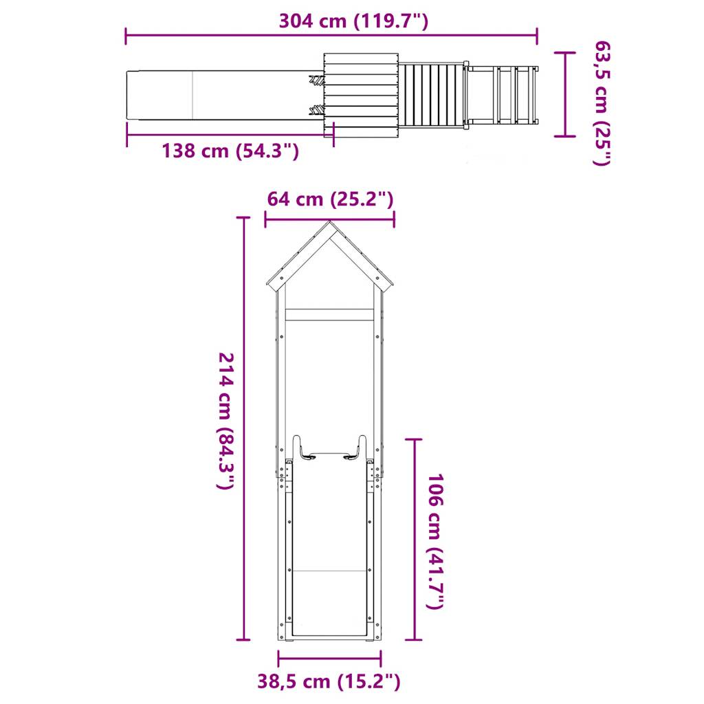 vidaXL Outdoor Playset Impregnated Wood Pine