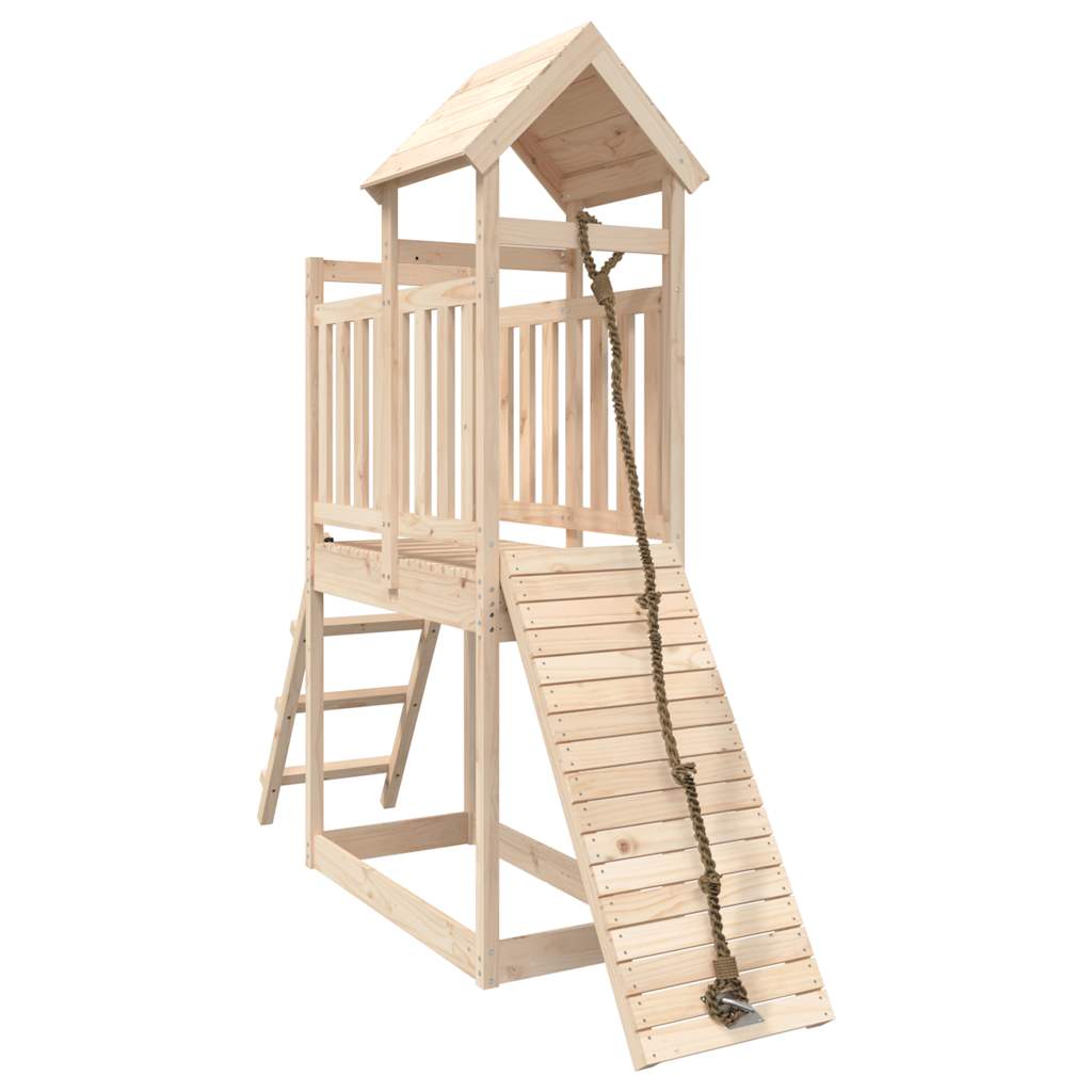 vidaXL Playhouse with Climbing Wall Solid Wood Pine