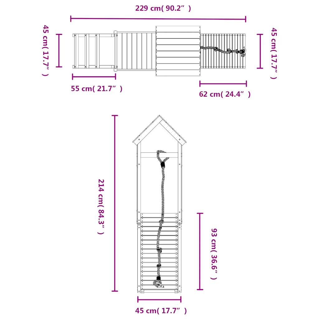 vidaXL Playhouse with Climbing Wall Impregnated Wood Pine