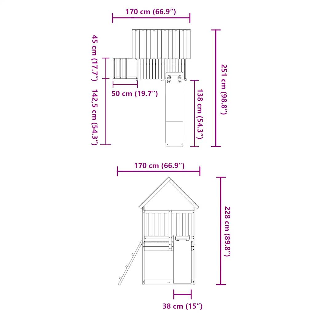 vidaXL Outdoor Playset Solid Wood Pine