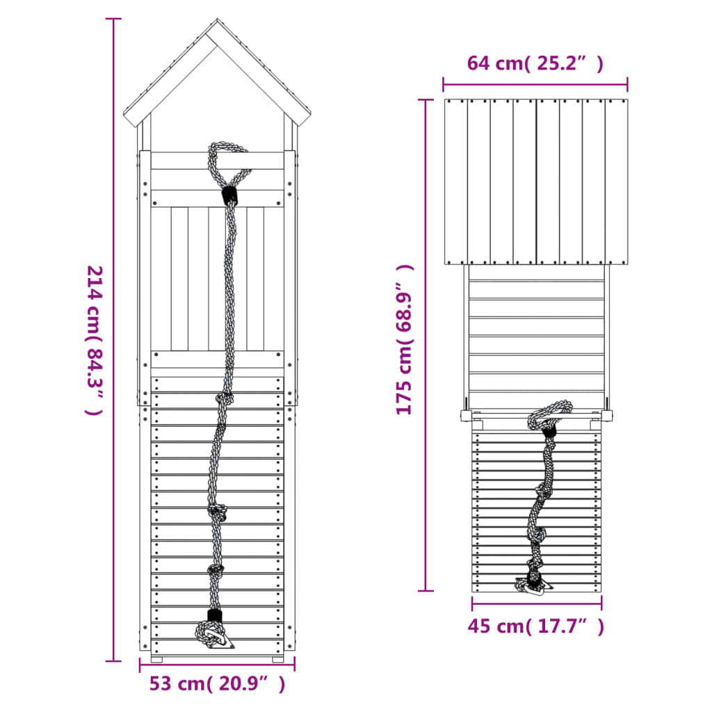 vidaXL Playhouse with Climbing Wall Solid Wood Pine