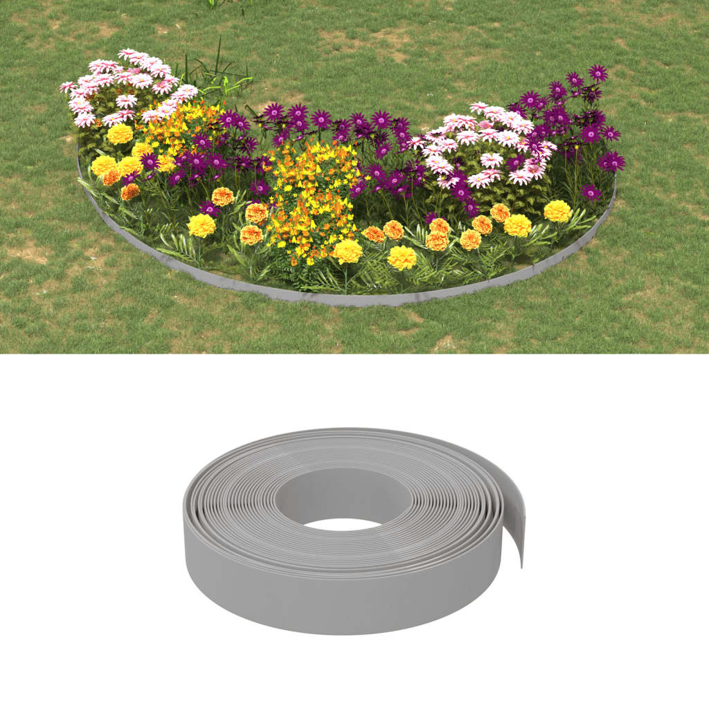 vidaXL Garden Edgings 3 pcs Grey 10 m 10 cm Polyethylene