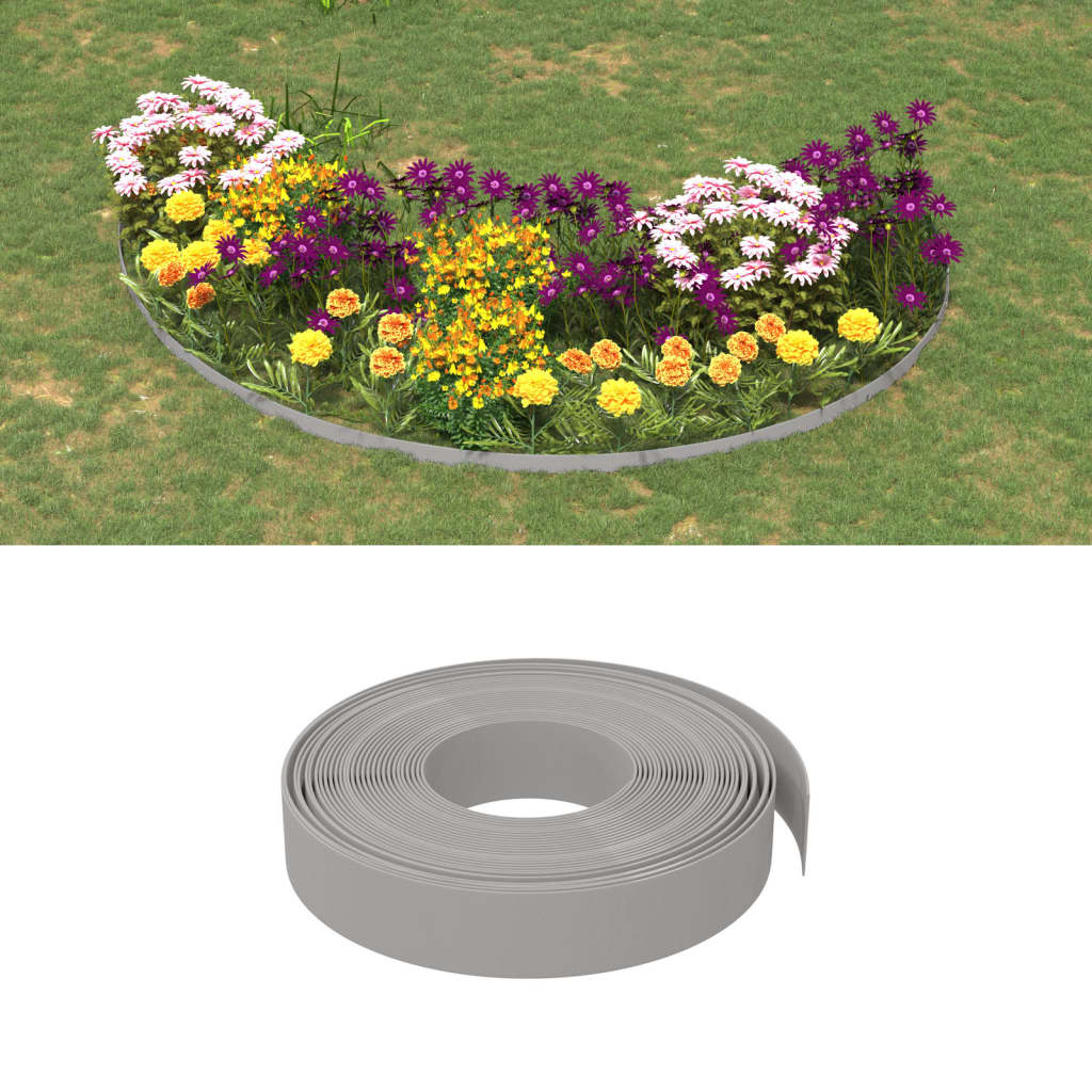 vidaXL Garden Edgings 5 pcs Grey 10 m 10 cm Polyethylene