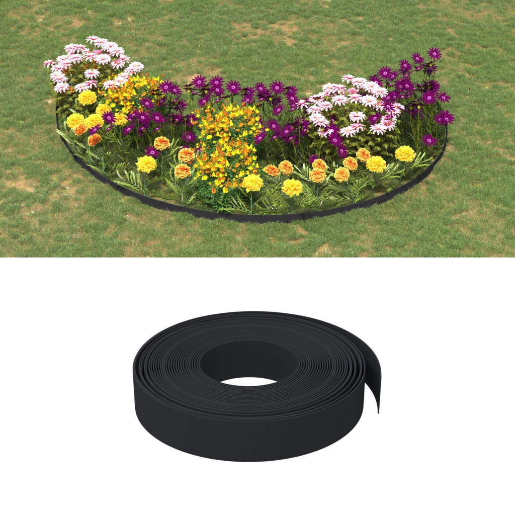 vidaXL Garden Edgings 3 pcs Black 10 m 10 cm Polyethylene