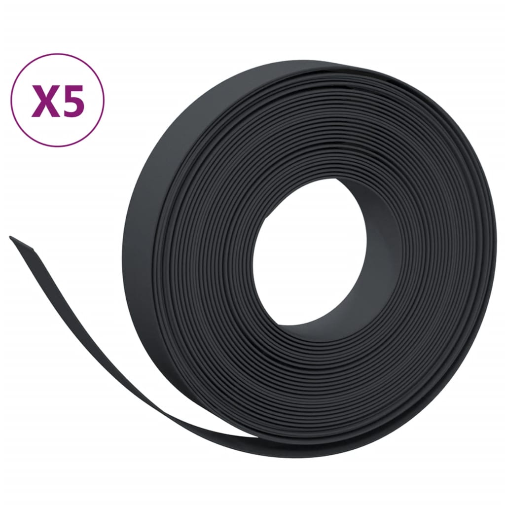 vidaXL Garden Edgings 5 pcs Black 10 m 10 cm Polyethylene