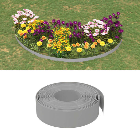 vidaXL Garden Edgings 2 pcs Grey 10 m 15 cm Polyethylene