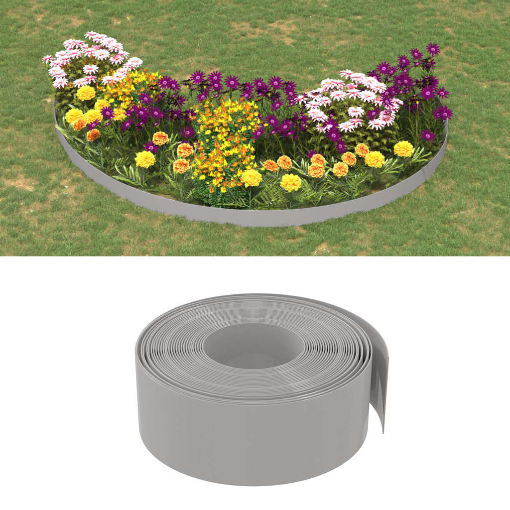 vidaXL Garden Edgings 2 pcs Grey 10 m 20 cm Polyethylene