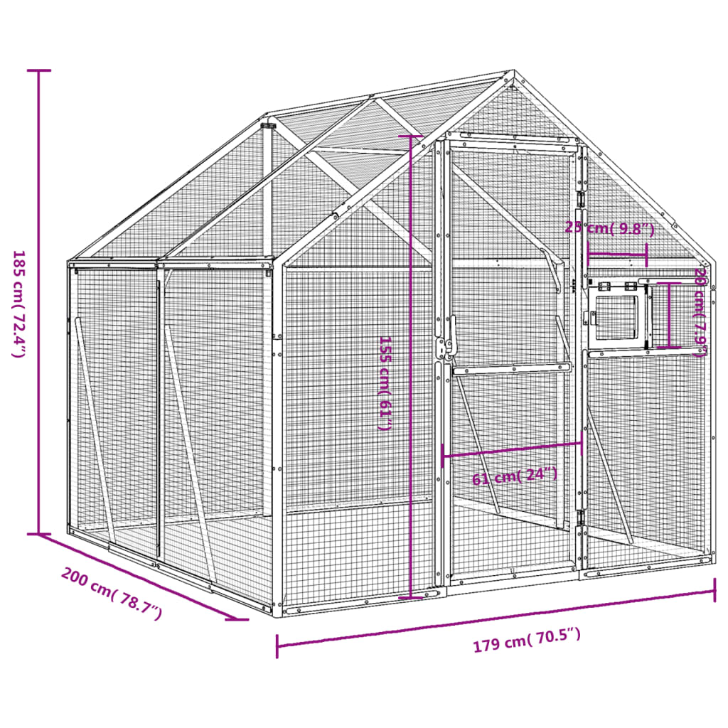 Aviary Silver 1.79x2x1.85 m Aluminium