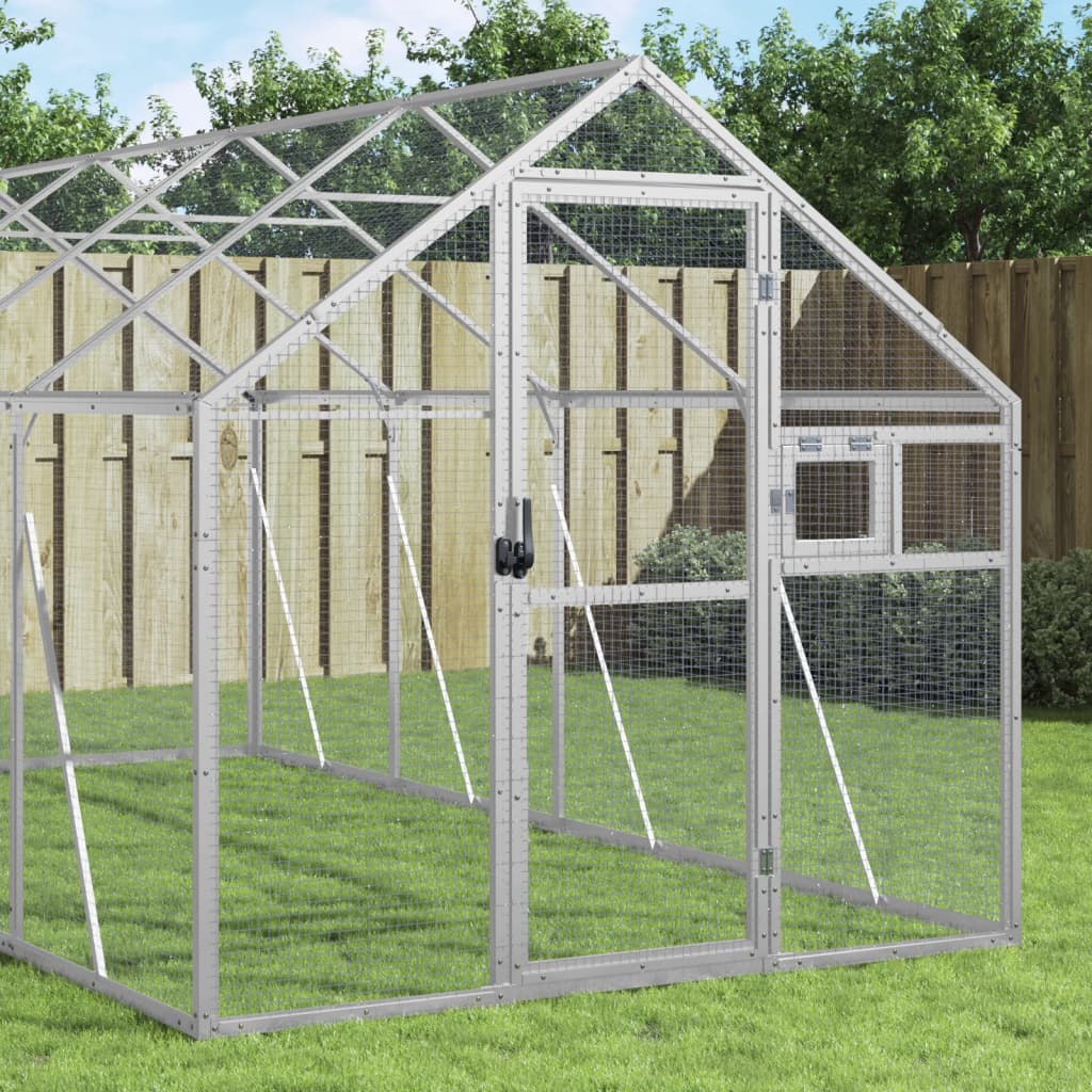 vidaXL Aviary Silver 1.79x8x1.85 m Aluminium