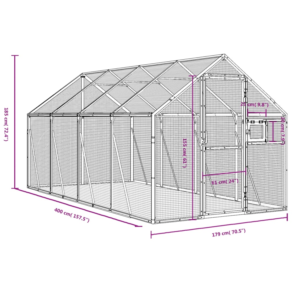 vidaXL Aviary Anthracite 1.79x4x1.85 m Aluminium