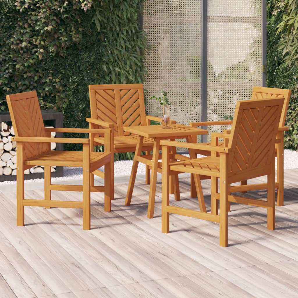 Garden Dining Chair | Set of 4 | Natural wood | Solid acacia wood