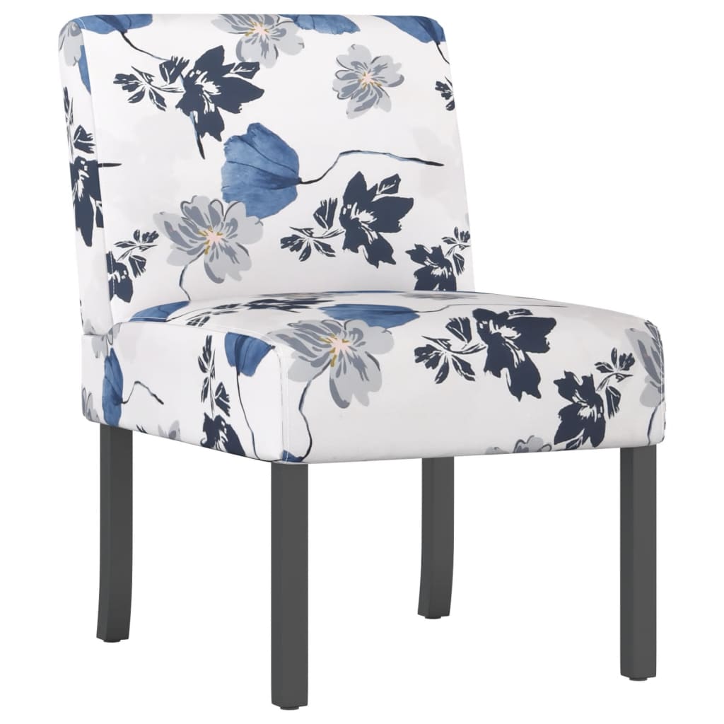 vidaXL Slipper Chair Blue Flower Fabric