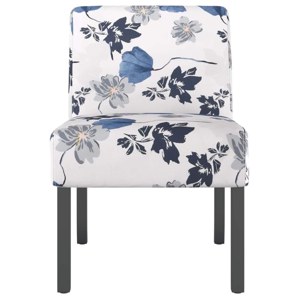 vidaXL Slipper Chair Blue Flower Fabric