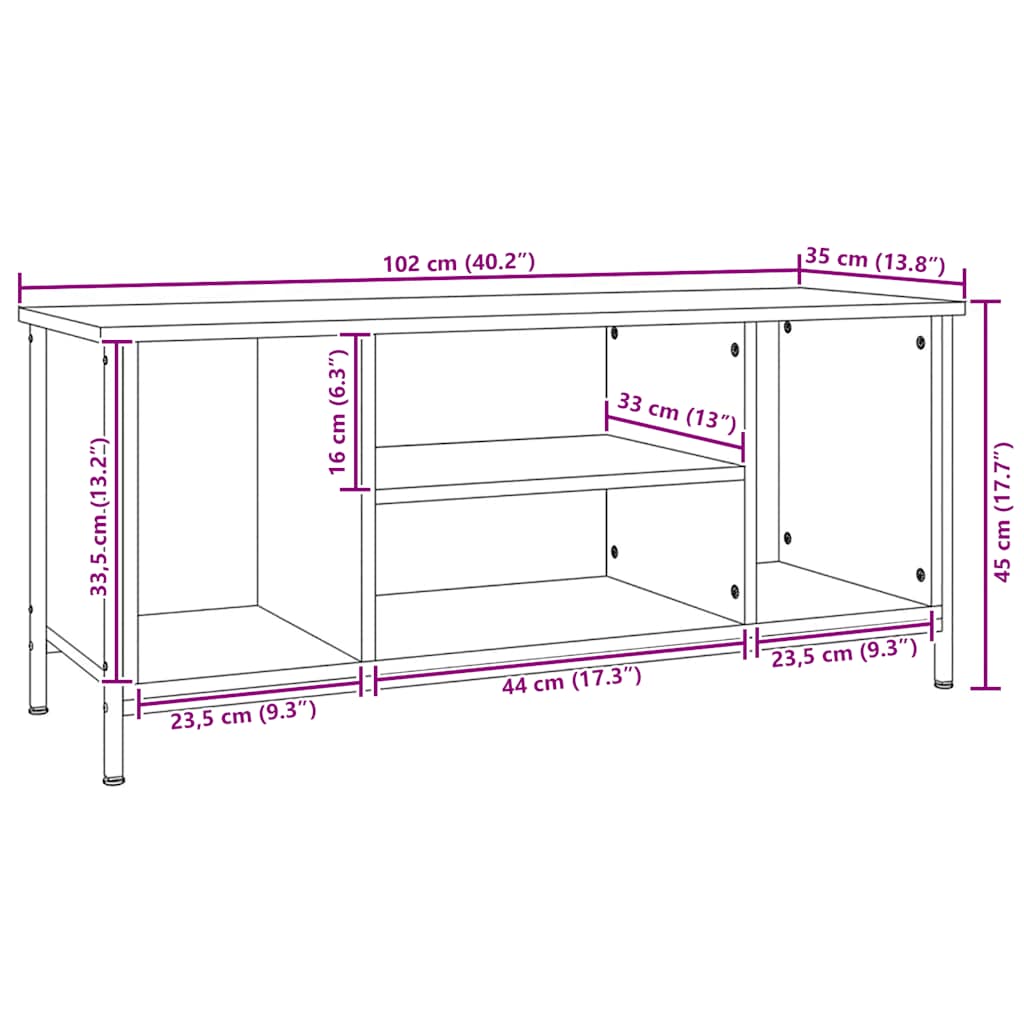 TV Cabinet Sonoma Oak 102x35x45 cm Engineered Wood