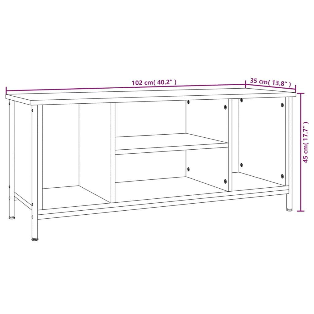 vidaXL TV Cabinet Brown Oak 102x35x45 cm Engineered Wood