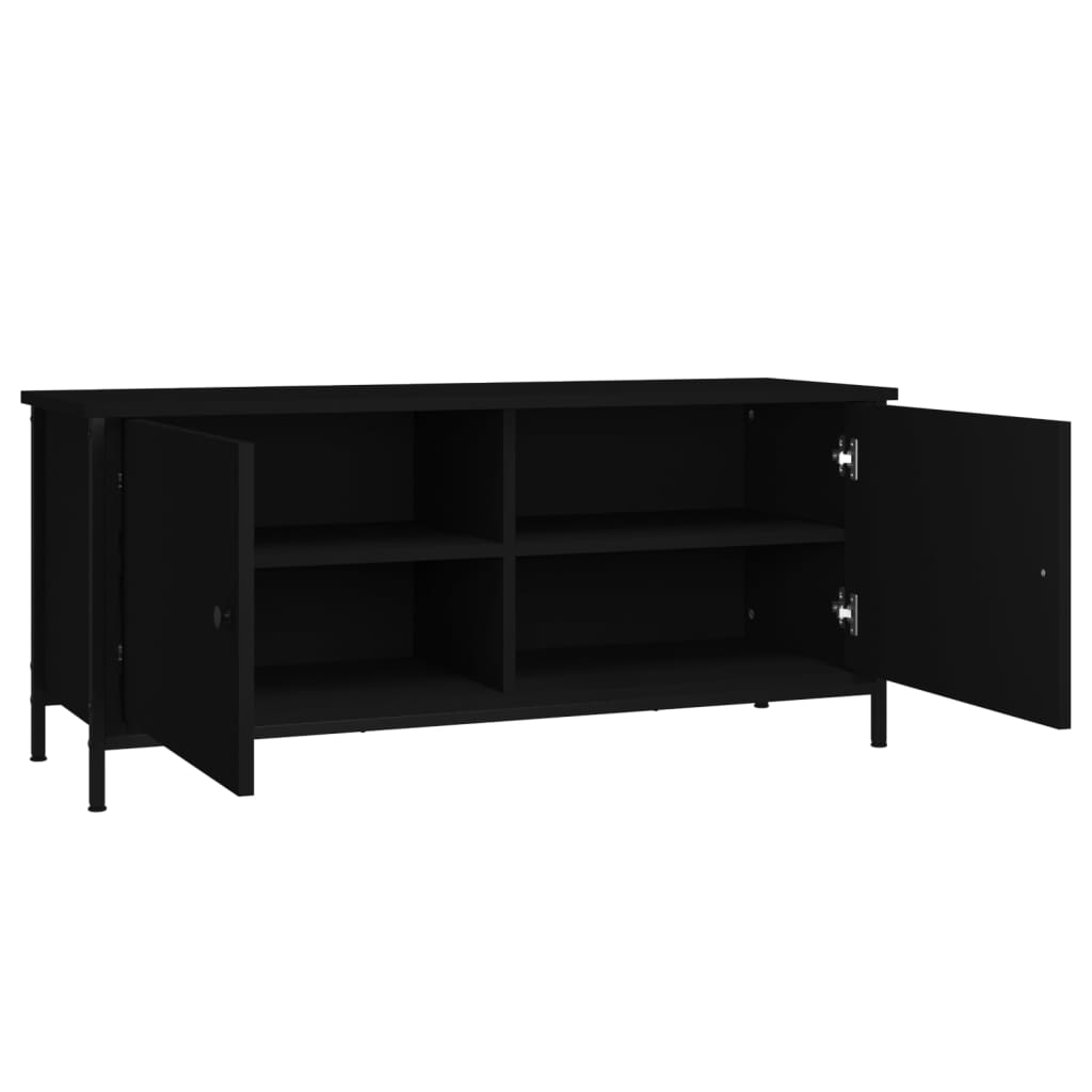 vidaXL TV Cabinet with Doors Black 102x35x45 cm Engineered Wood