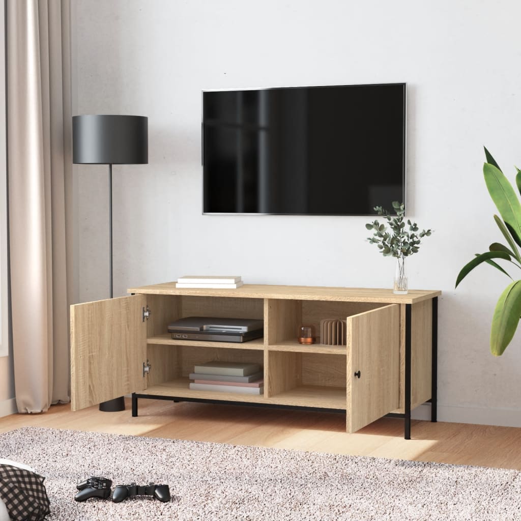 vidaXL TV Cabinet with Doors Sonoma Oak 102x35x45 cm Engineered Wood