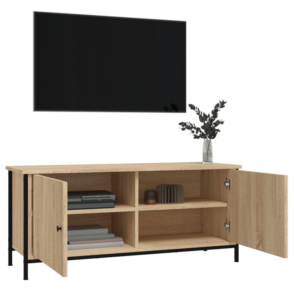 vidaXL TV Cabinet with Doors Sonoma Oak 102x35x45 cm Engineered Wood