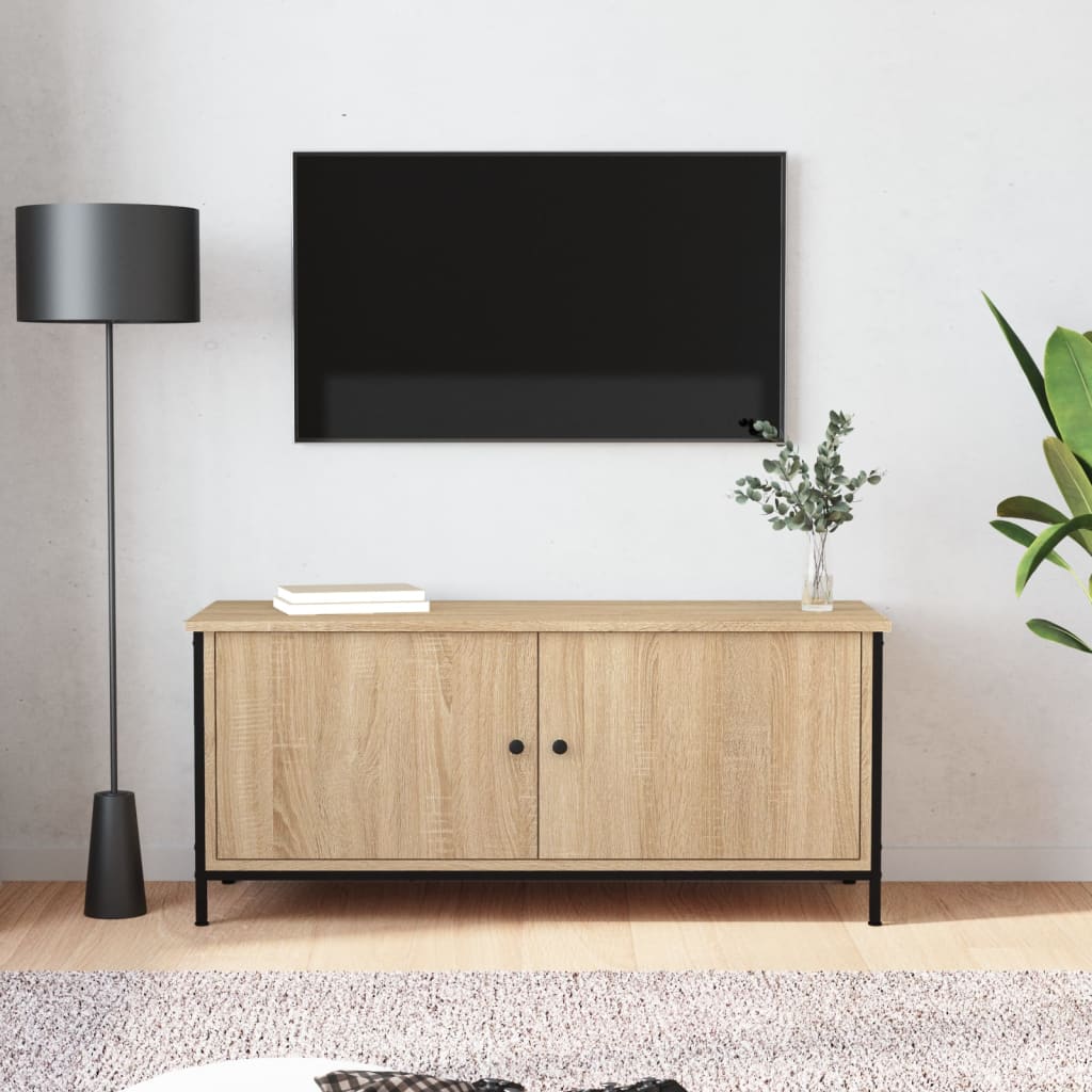 vidaXL TV Cabinet with Doors Sonoma Oak 102x35x45 cm Engineered Wood