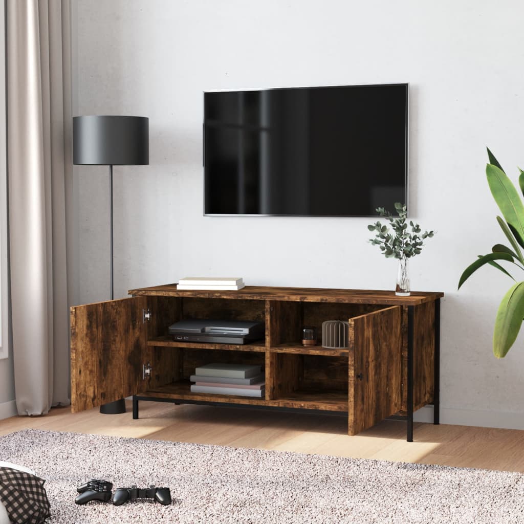 vidaXL TV Cabinet with Doors Smoked Oak 102x35x45 cm Engineered Wood