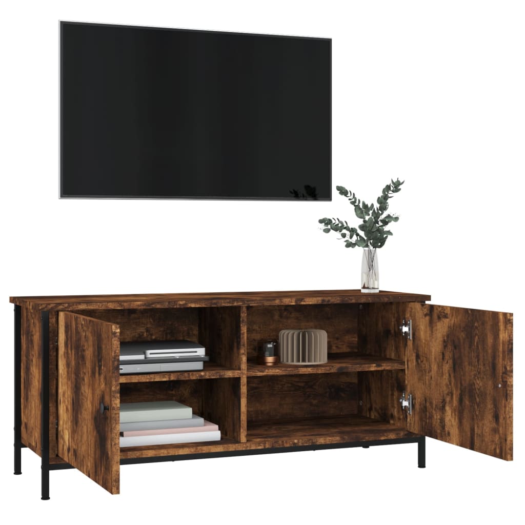 vidaXL TV Cabinet with Doors Smoked Oak 102x35x45 cm Engineered Wood