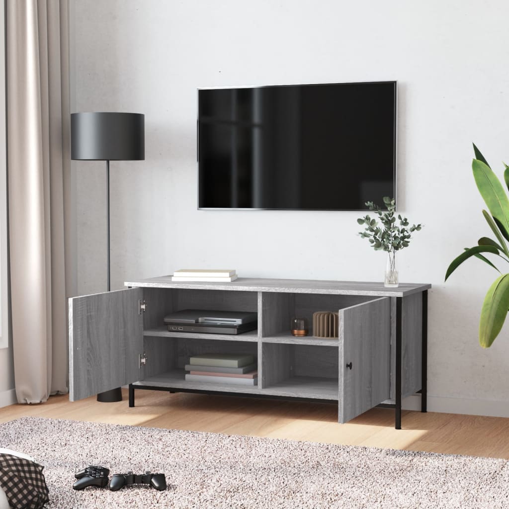 TV Cabinet with Doors Grey Sonoma 102x35x45 cm Engineered Wood